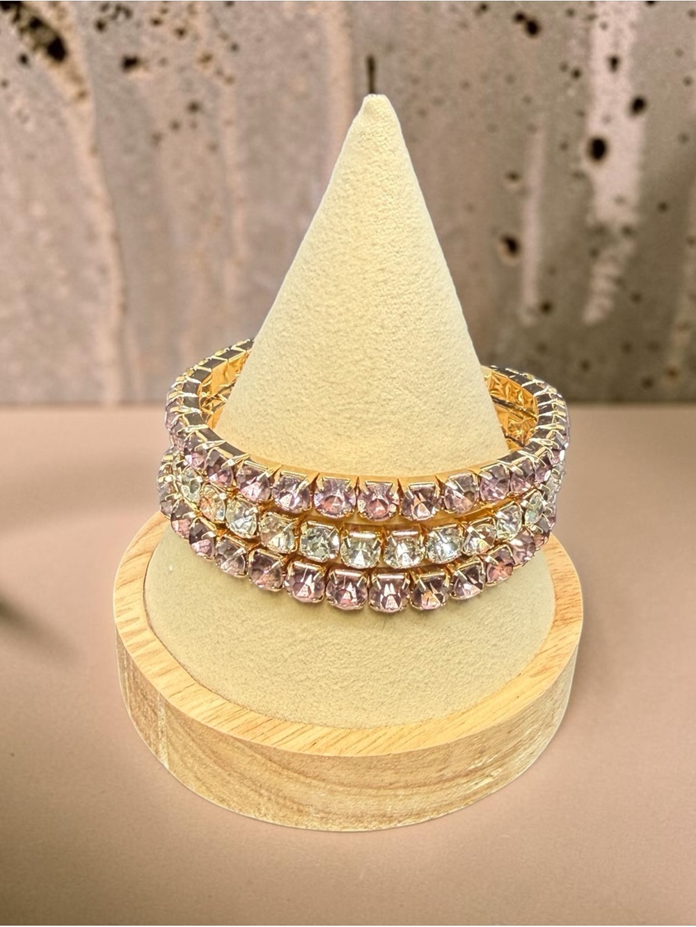 💕DAISY FUENTES💕3-PC Pink & Clear Crystal Stretch Bracelet Set/NWT